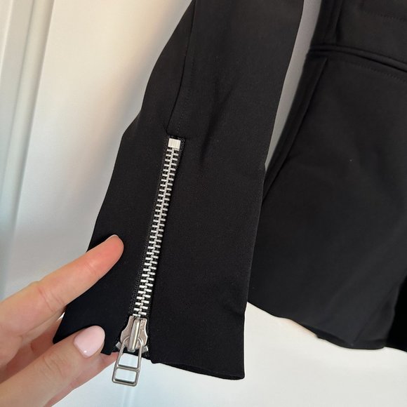 Veronica Beard Scuba Hadley Moto Jacket Sz 2 Black Wrinkle-resistant Stretch - Picture 6 of 10